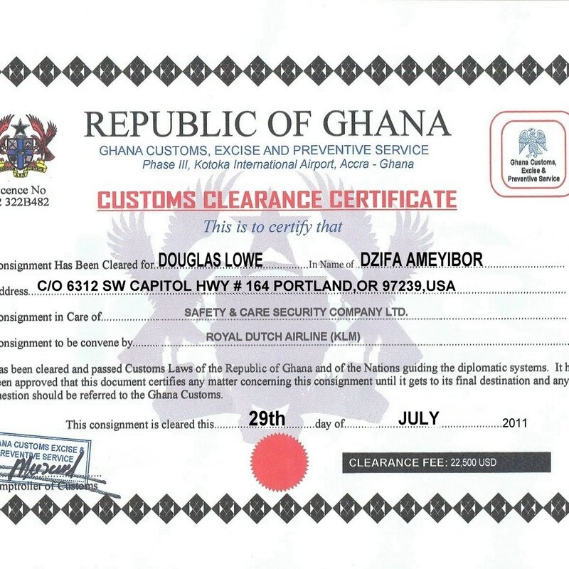 Fake Gold Document Ghana & Africa Scam