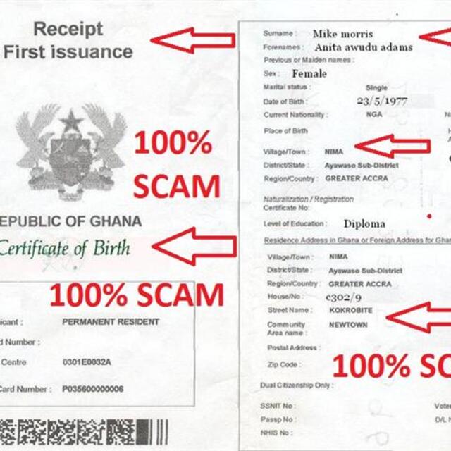 Ghana & Africa Scam Birth Certificate Scam